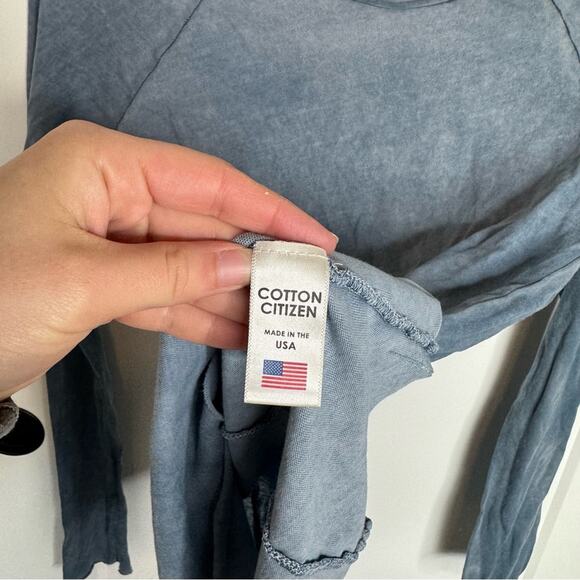 Cotton Citizen Marbella Washed Blue Lightweight Supima Long Sleeve Top Size XS - Picture 2 of 4